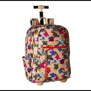 Vera Bradley Large Rolling Backpack Falling Flowers neutral gently used once